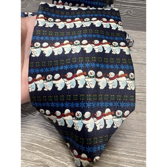 Snowmen Conga Line Christmas Tree Neck Tie Yule Tie Greetings Men's Korea - Picture 2 of 6